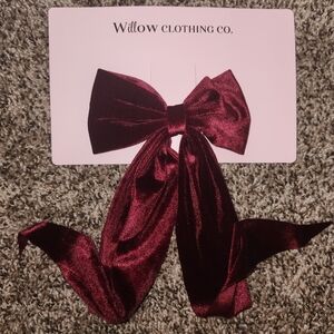 Willow Clothing Co. Burgundy Velvet Hair Bow
